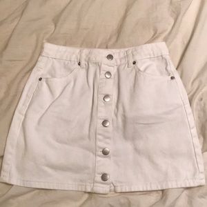 white denim button up skirt